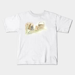 Morel Hunting Watercolor Illustration Kids T-Shirt